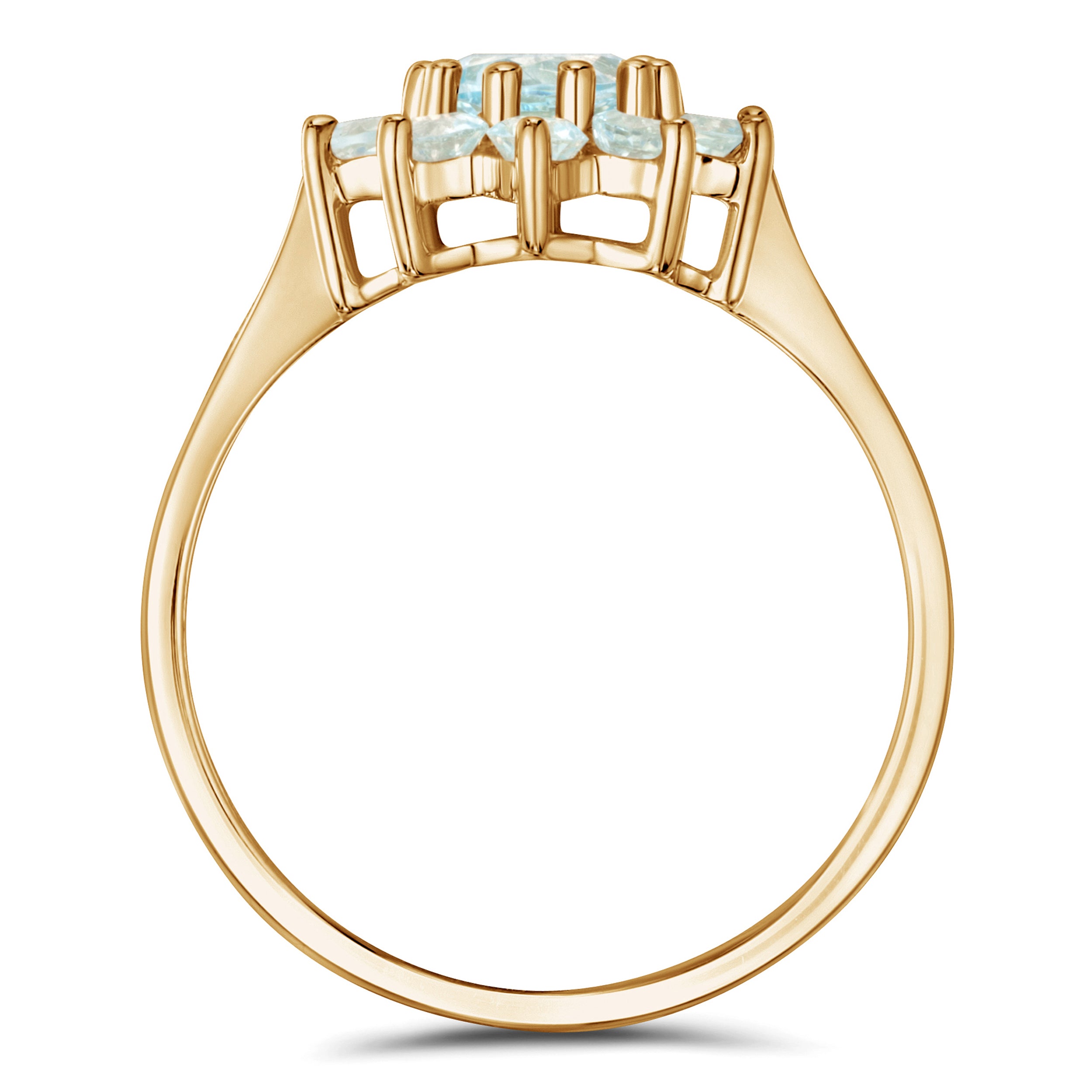 1.10ct Blue Topaz Cluster Ring in 9K Yellow Gold